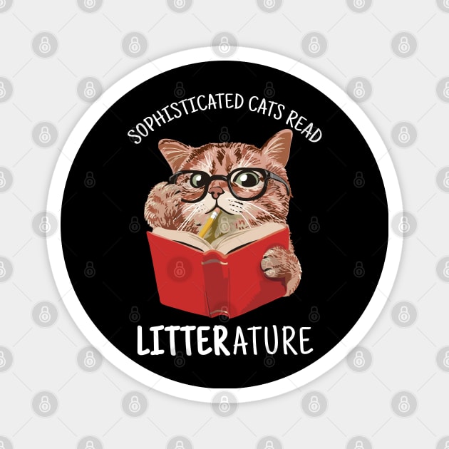 Cute Kitten Reading a Book Funny Magnet by creative